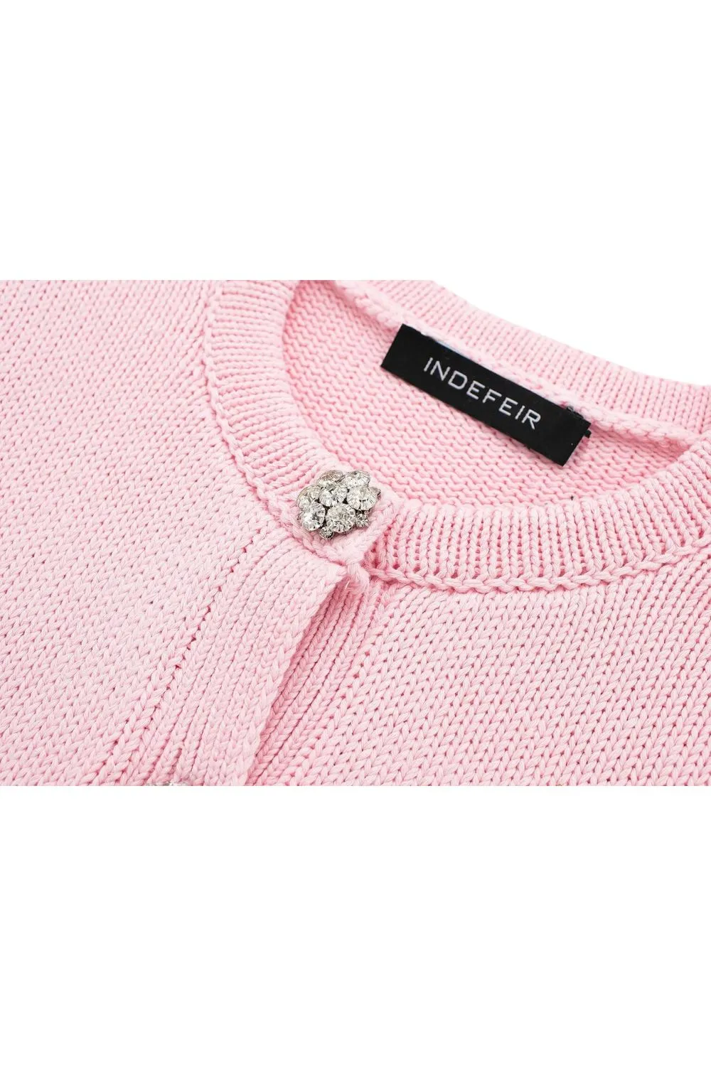 'Khanna' Minimalist Crystal-Embellished  Knit Cardigan