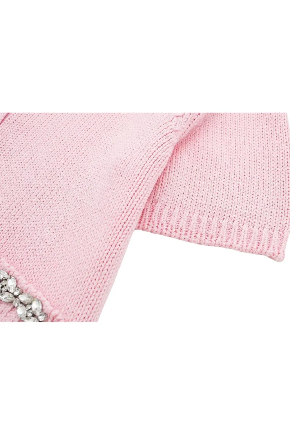 'Khanna' Minimalist Crystal-Embellished  Knit Cardigan