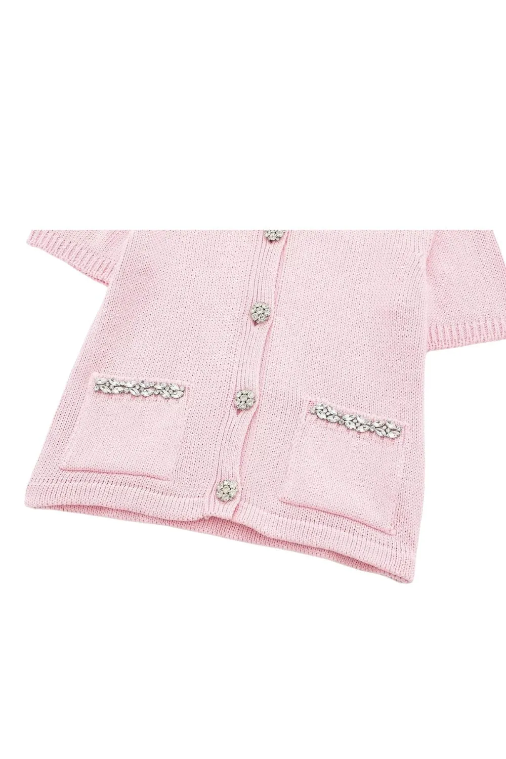 'Khanna' Minimalist Crystal-Embellished  Knit Cardigan