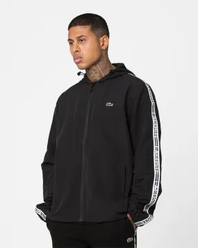 Lacoste Logo Tape Recycled Poly Windbreaker Jacket Black