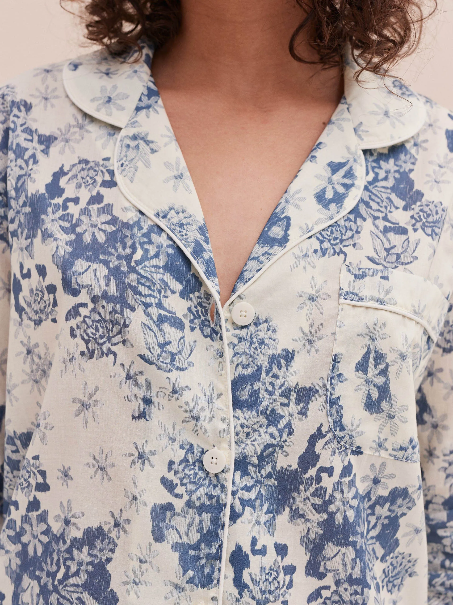 Long pyjama set flowers of time print blue