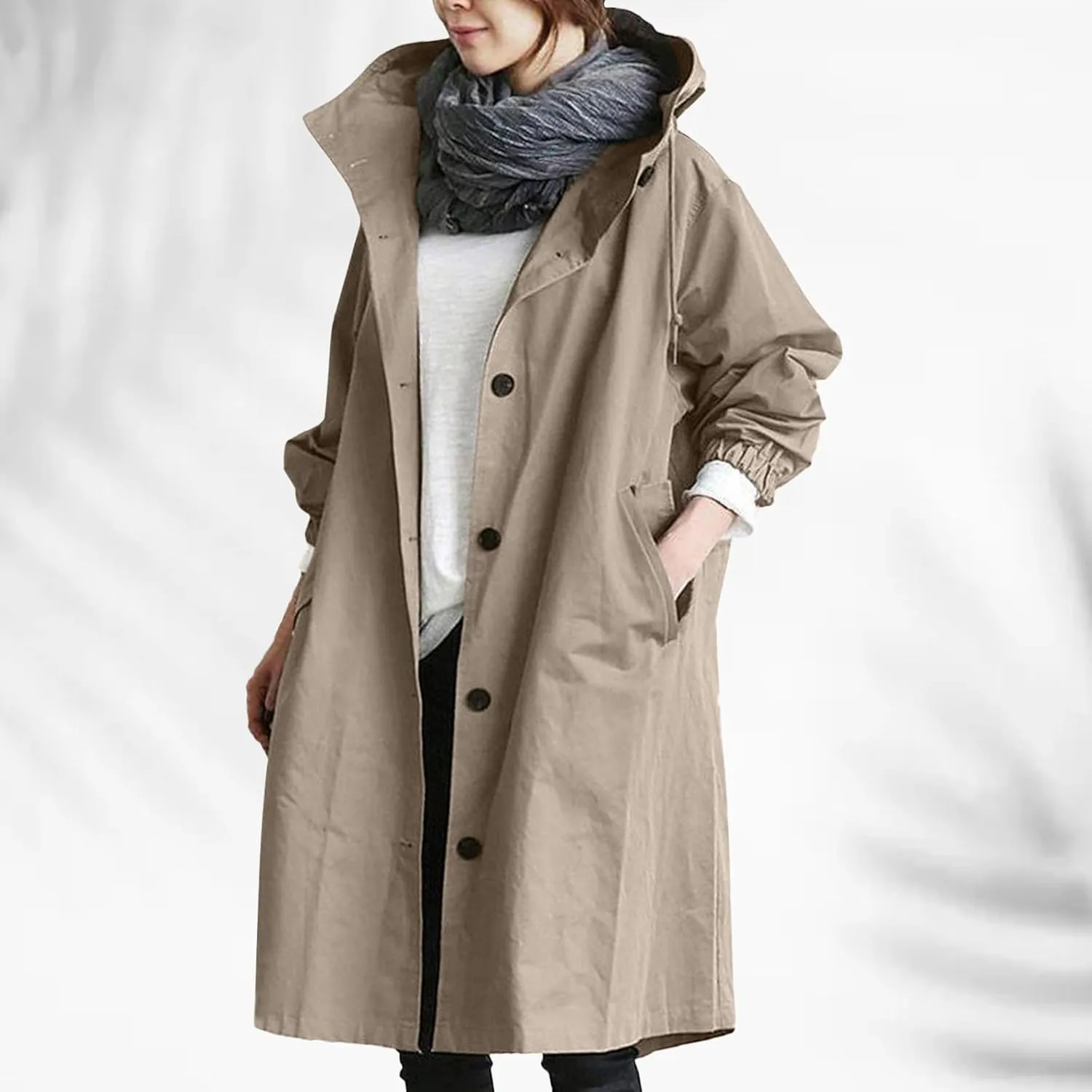 Long Trench Coat for Women 2024 Loose Comfortable Jacket Oversized Trench Coats Elegant Windbreaker Outwear