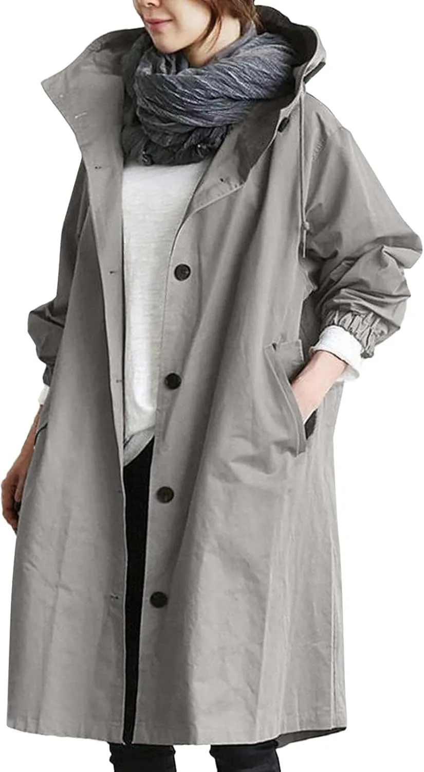 Long Trench Coat for Women 2024 Loose Comfortable Jacket Oversized Trench Coats Elegant Windbreaker Outwear