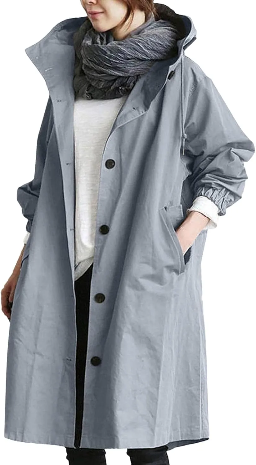 Long Trench Coat for Women 2024 Loose Comfortable Jacket Oversized Trench Coats Elegant Windbreaker Outwear