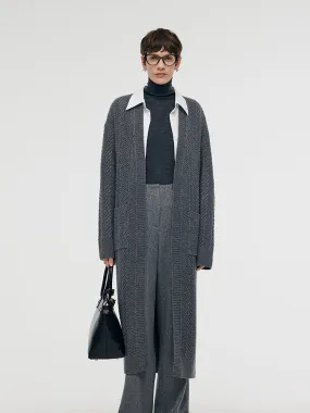 Machine Washable Wool Women Long Cardigan