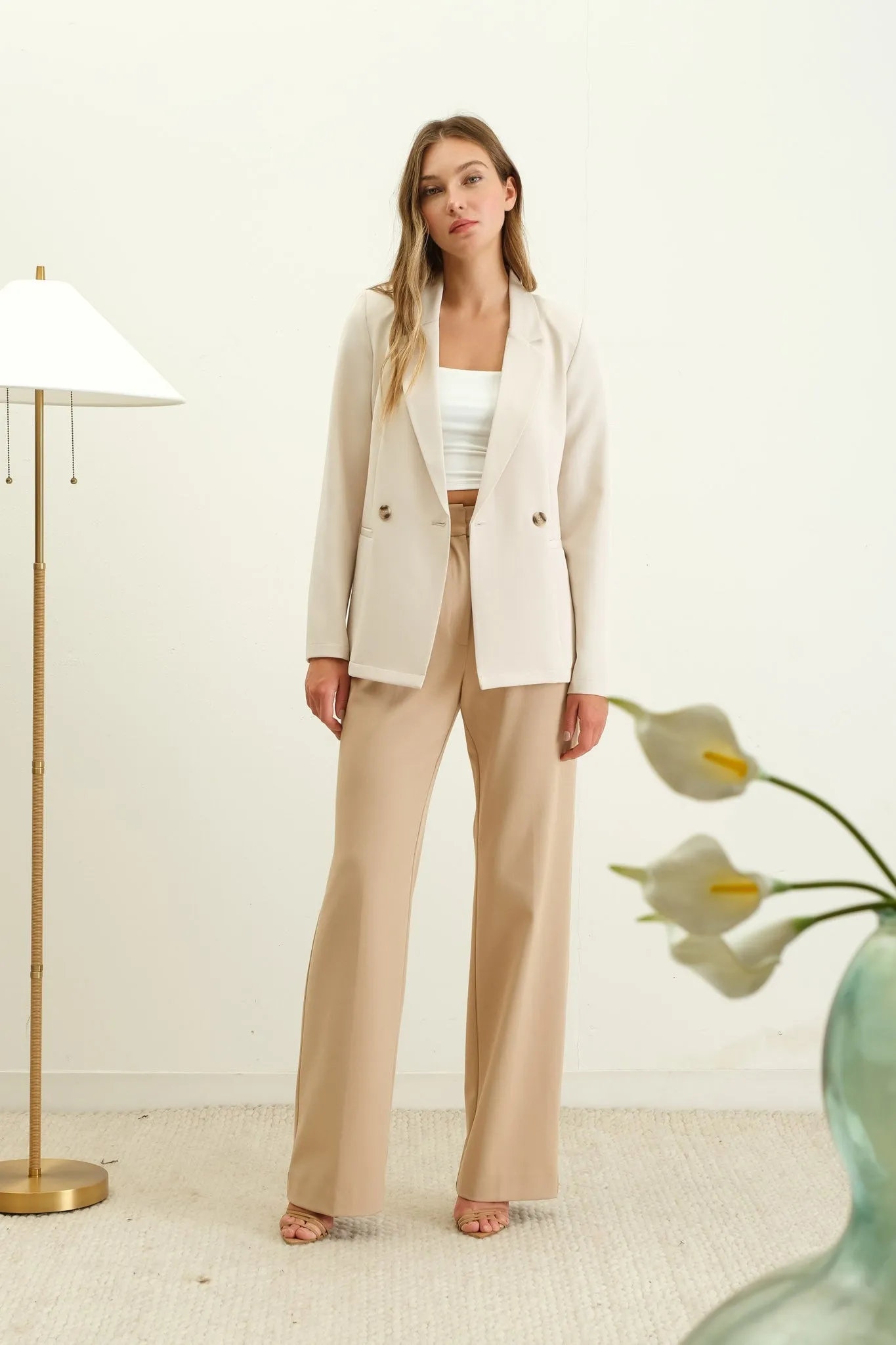Marie Double Breasted Blazer Khaki