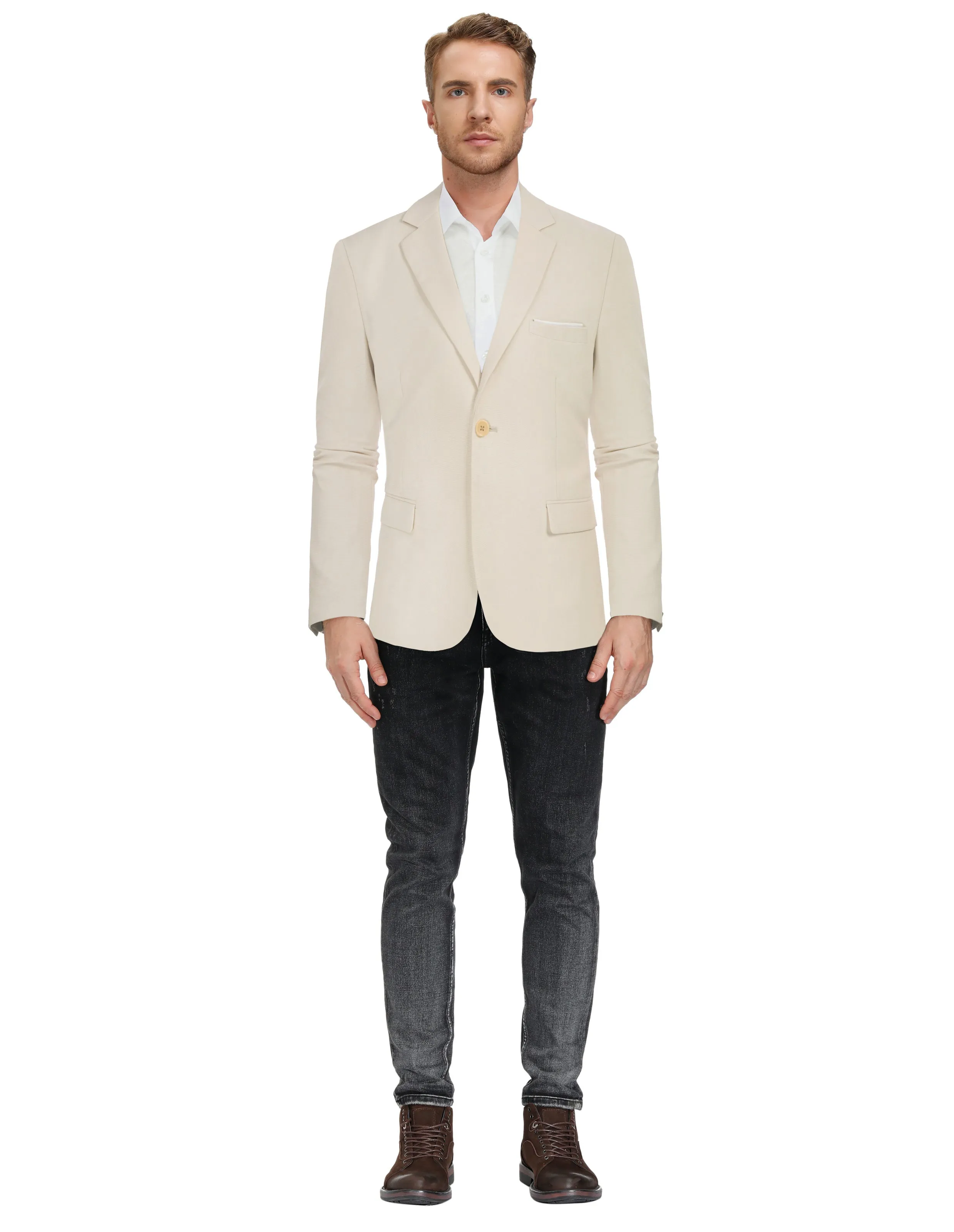 Men's Casual Lightweight Blazer Sport Coat One Button Business Suit Jacket