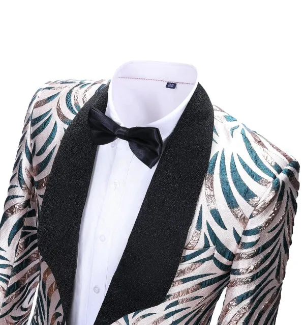 Men's Casual Tiger Patterned Peak Lapel Blazer