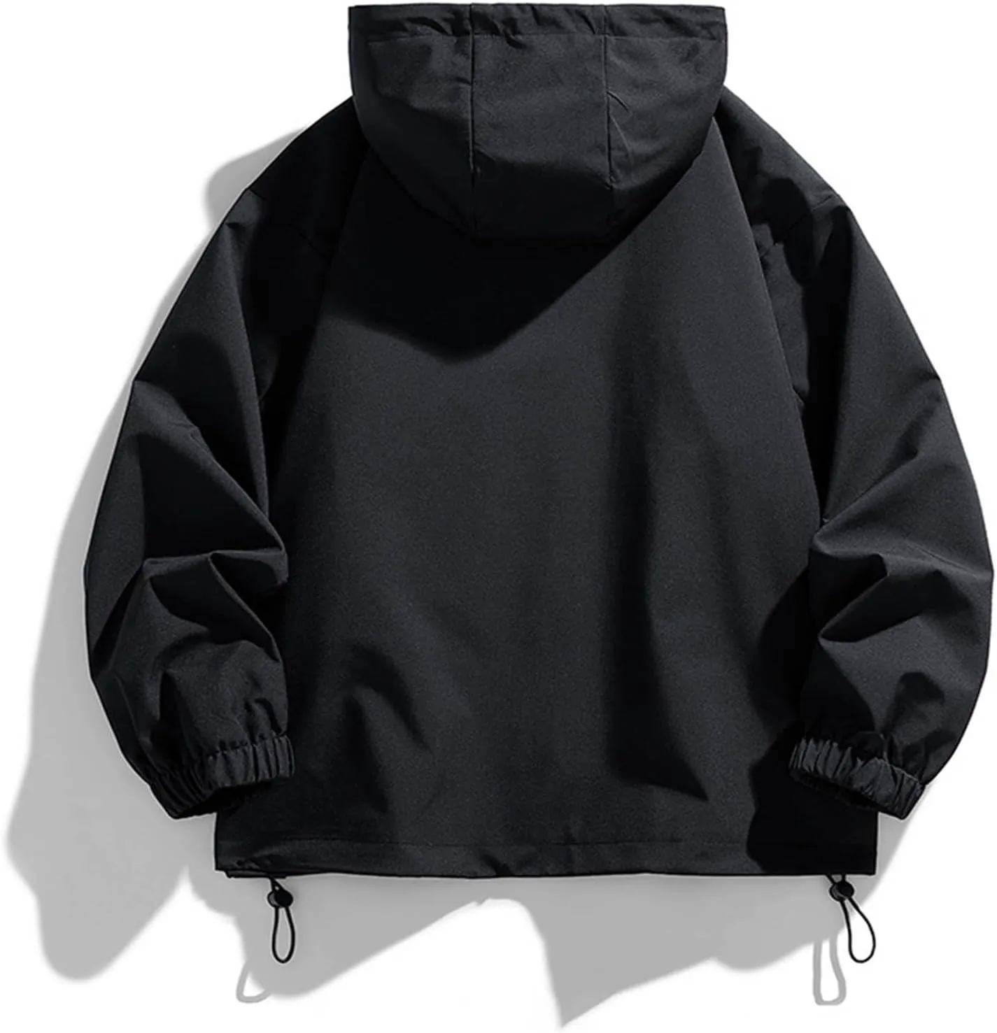 Mens Hooded Rain Jackets Casual Long Sleeve Waterproof Windbreaker Trench Coat Outdoor Full Zip Raincoat With Pockets
