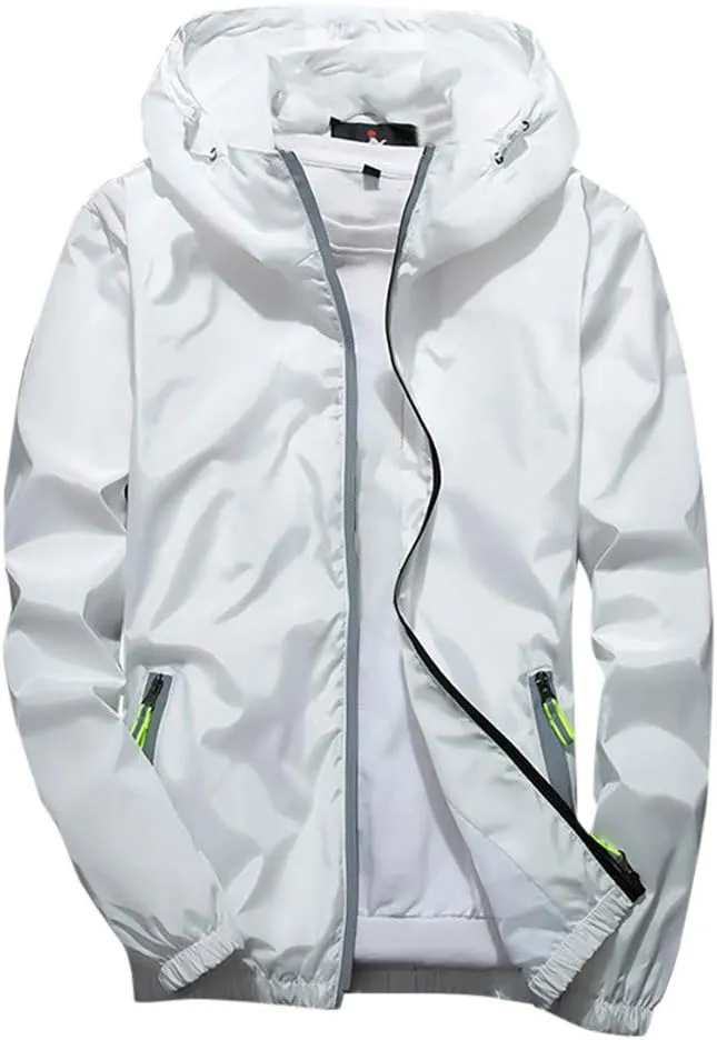 Men's Jackets Lightweight Rain Jacket Windbreaker Shell Raincoat With Hood For Golf Hiking Travel, M-7XL