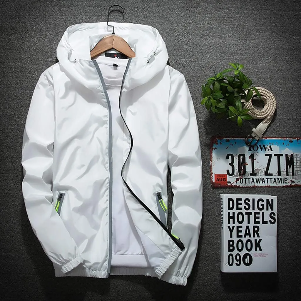 Men's Jackets Lightweight Rain Jacket Windbreaker Shell Raincoat With Hood For Golf Hiking Travel, M-7XL