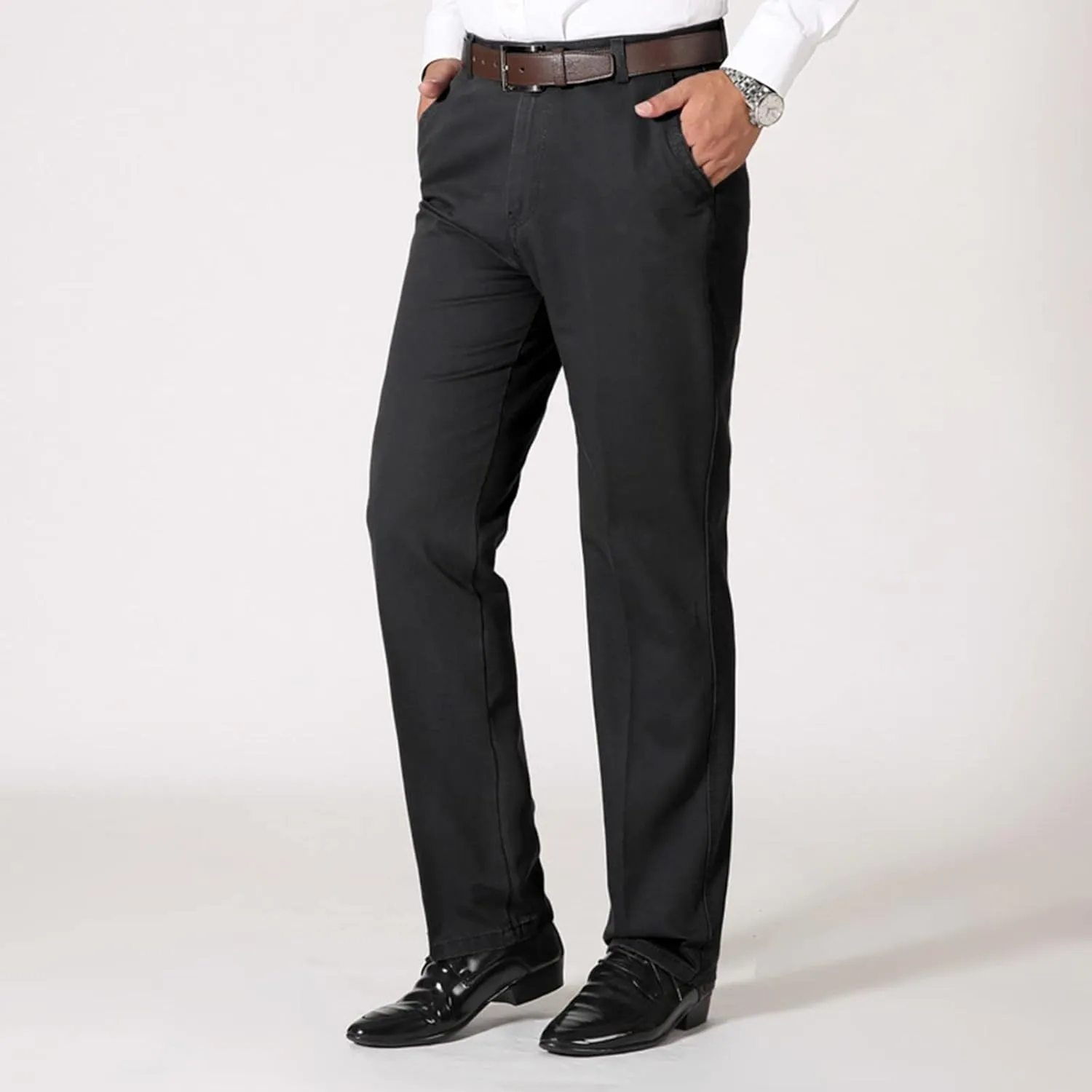 Men's Mens Solid Color Pants Simple Business Straight Suit Pants Breathable Athletic Sport Clothes Fresh Trousers