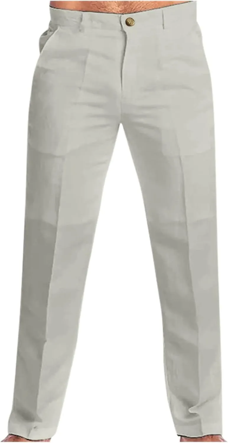Men's Mens Solid Color Pants Simple Business Straight Suit Pants Breathable Athletic Summer Comfy Fashion Trousers