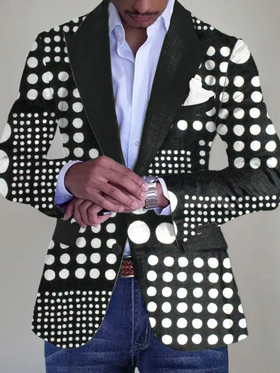 Men's Polka Dot Fashion Retro Lapel Casual Blazer