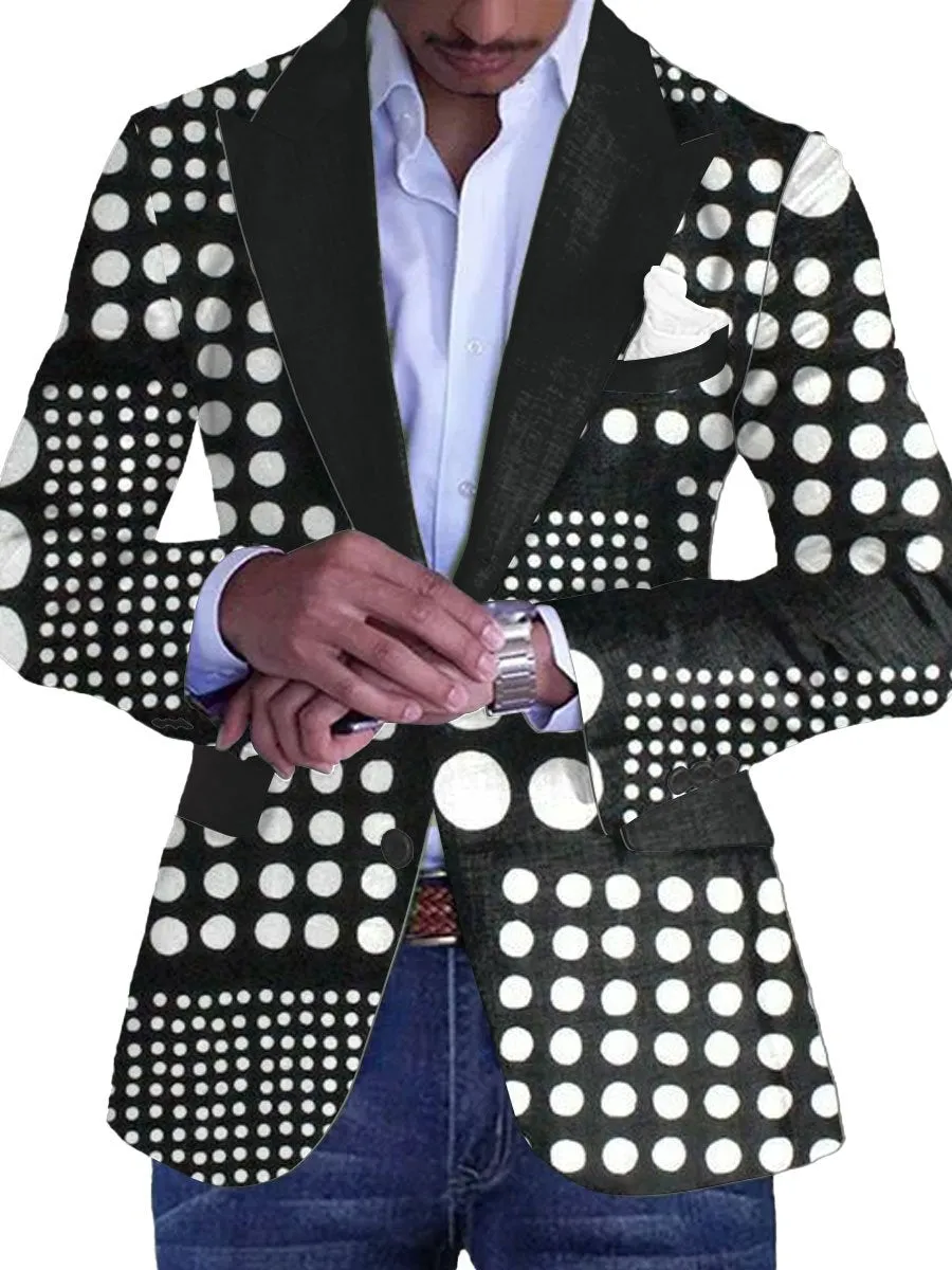 Men's Polka Dot Fashion Retro Lapel Casual Blazer