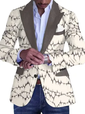 Men's Retro Contrast Print Single Breasted Casual Blazer