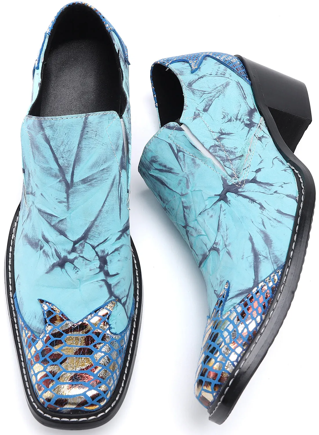 Men's Square-Toe Metal Tuxedo Western Loafers