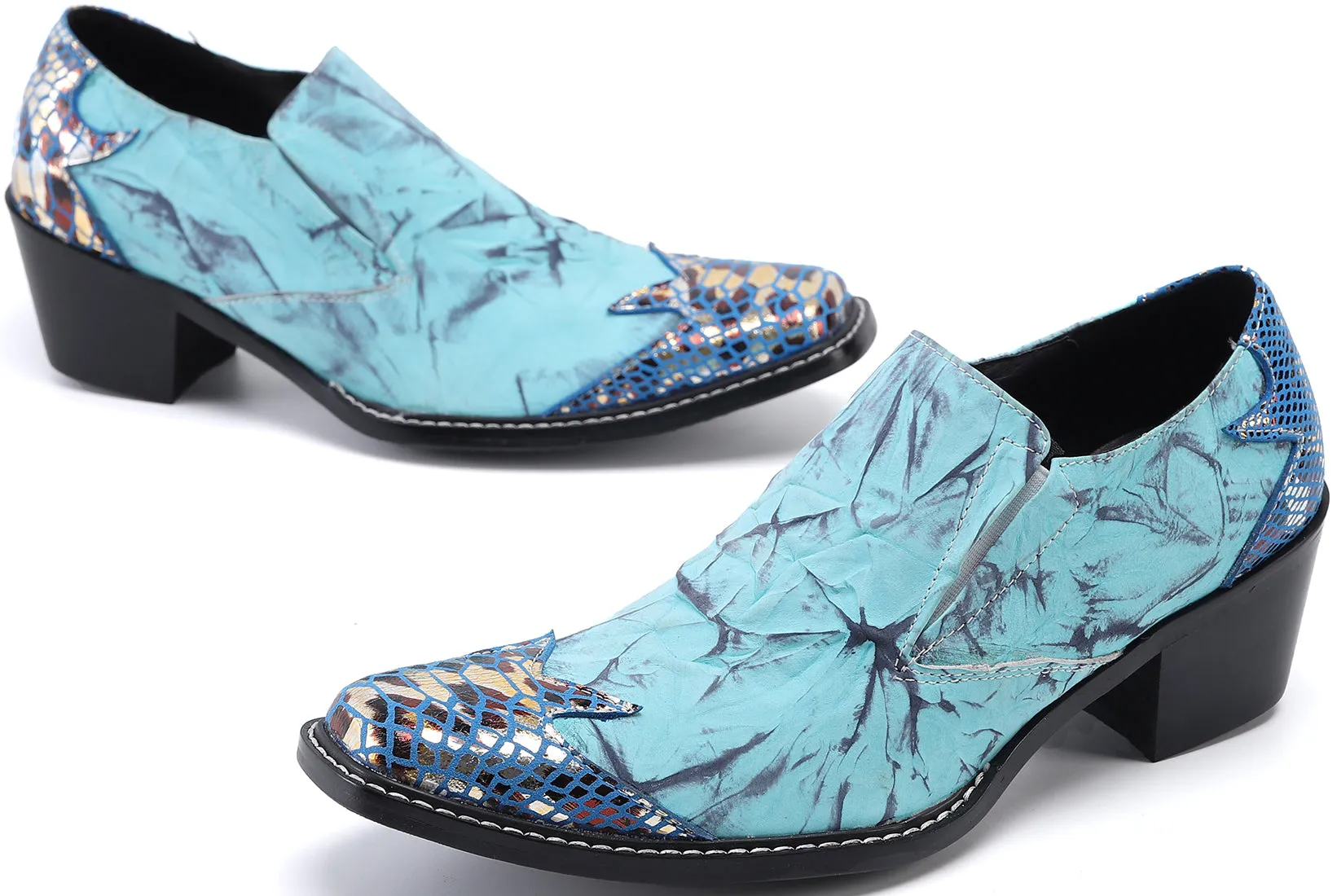 Men's Square-Toe Metal Tuxedo Western Loafers