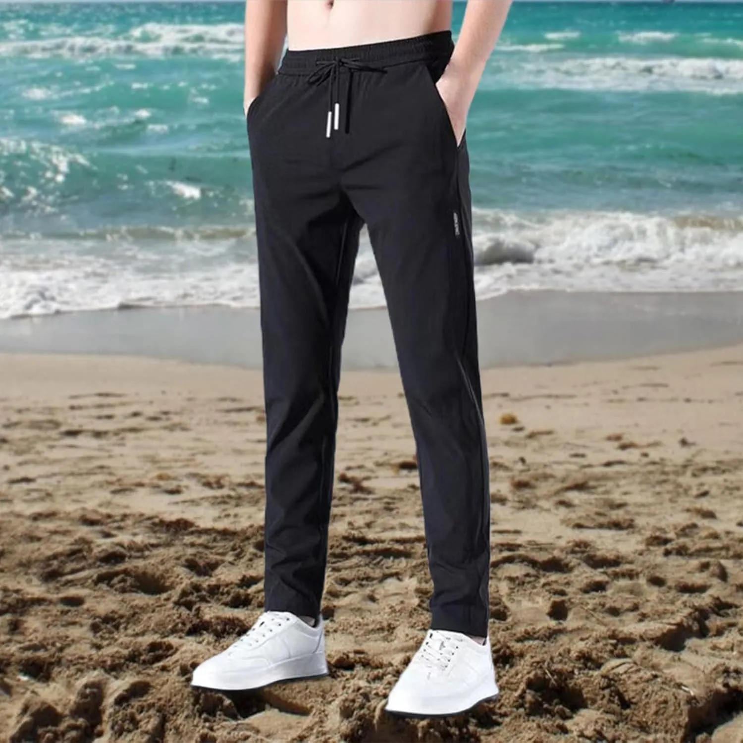 Men's Sweatpants Summer Drawstring Elastic Waist Fit Pockets Breathable Athletic Sport Clothes Comfy Fashion Joggers