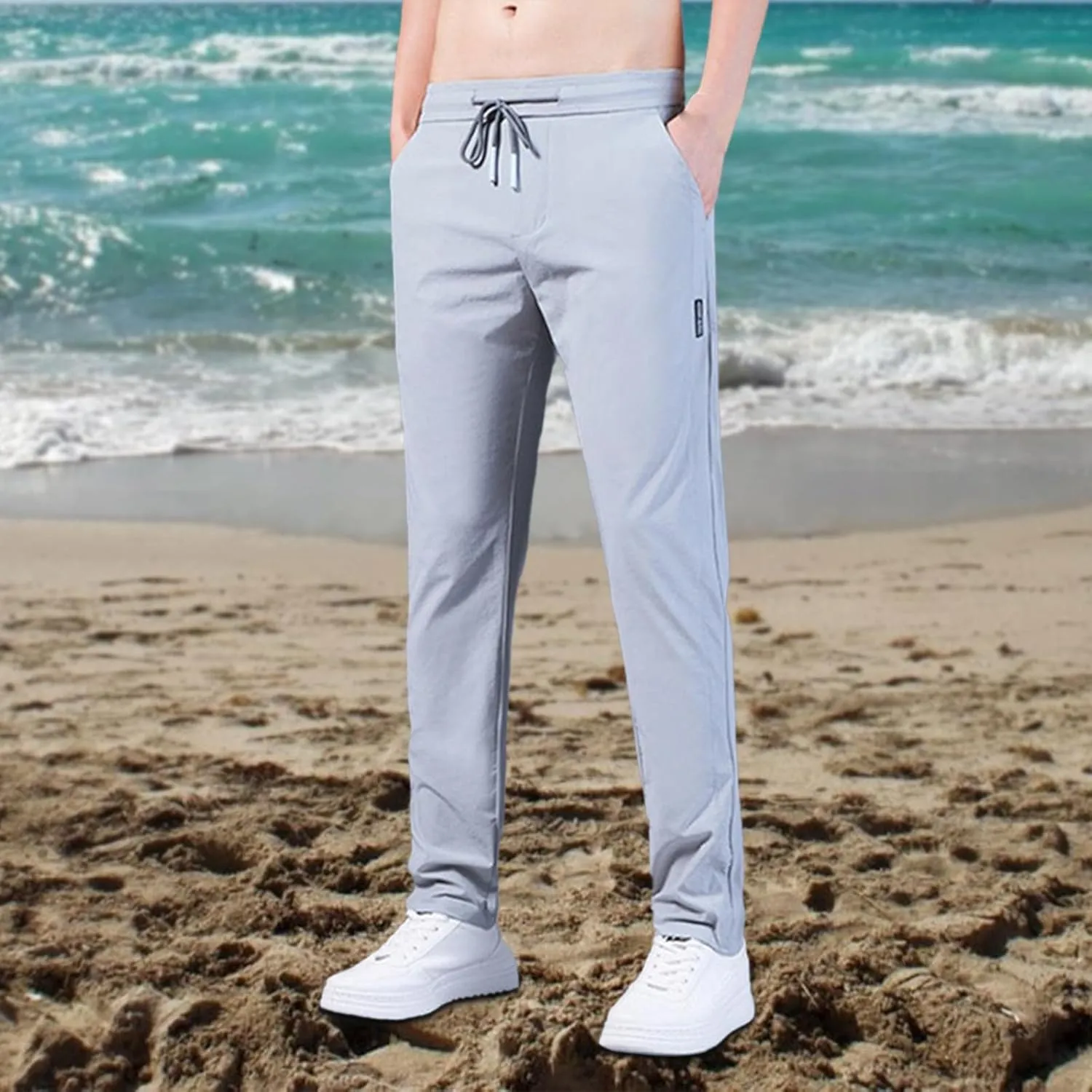 Men's Sweatpants Summer Drawstring Elastic Waist Fit Pockets Breathable Athletic Sport Clothes Comfy Fashion Joggers