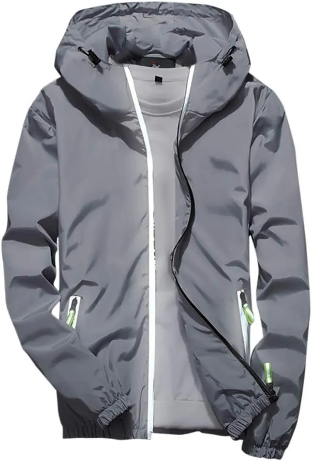 Men's Tactical Jackets Rain Jacket Windbreaker Lightweight Shell Raincoat With Hood Golf Hiking Travel, M-7XL