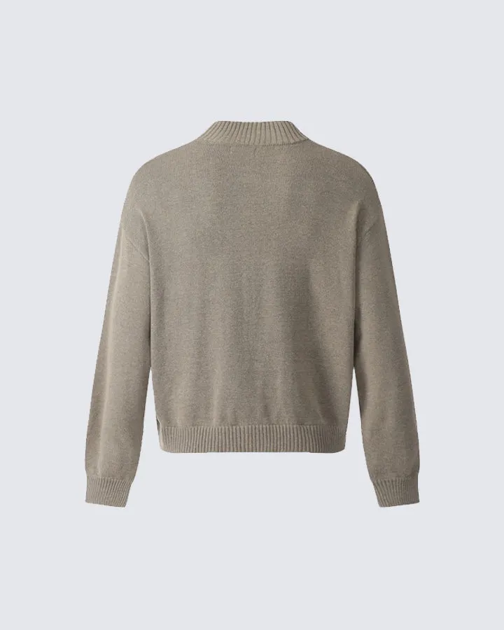 Minimalist Ribbed Knit Zip-Up Cardigan
