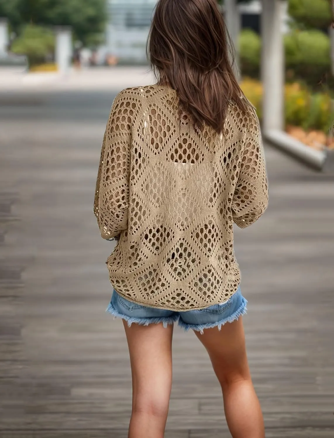 NASKY Women’s Casual Knit Pullover Hollow-Out 3/4 Batwing Sleeve Lightweight and Comfortable Boho Chic Summer Sweater