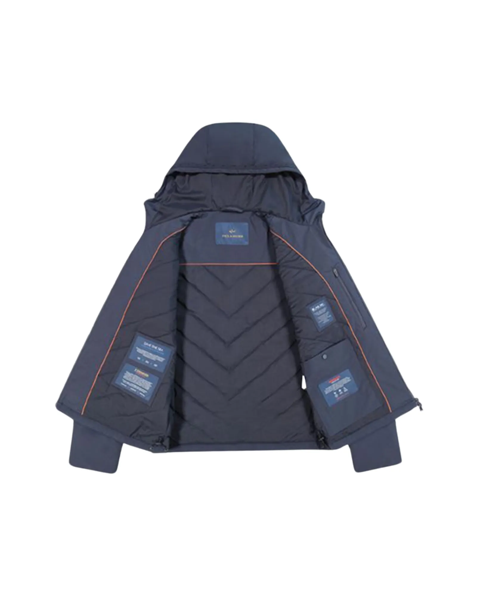 Paul & Shark Waterproof Typhoon Stretch Padded Windbreaker With E.M.W Pocket Protection (Petrol Blue)