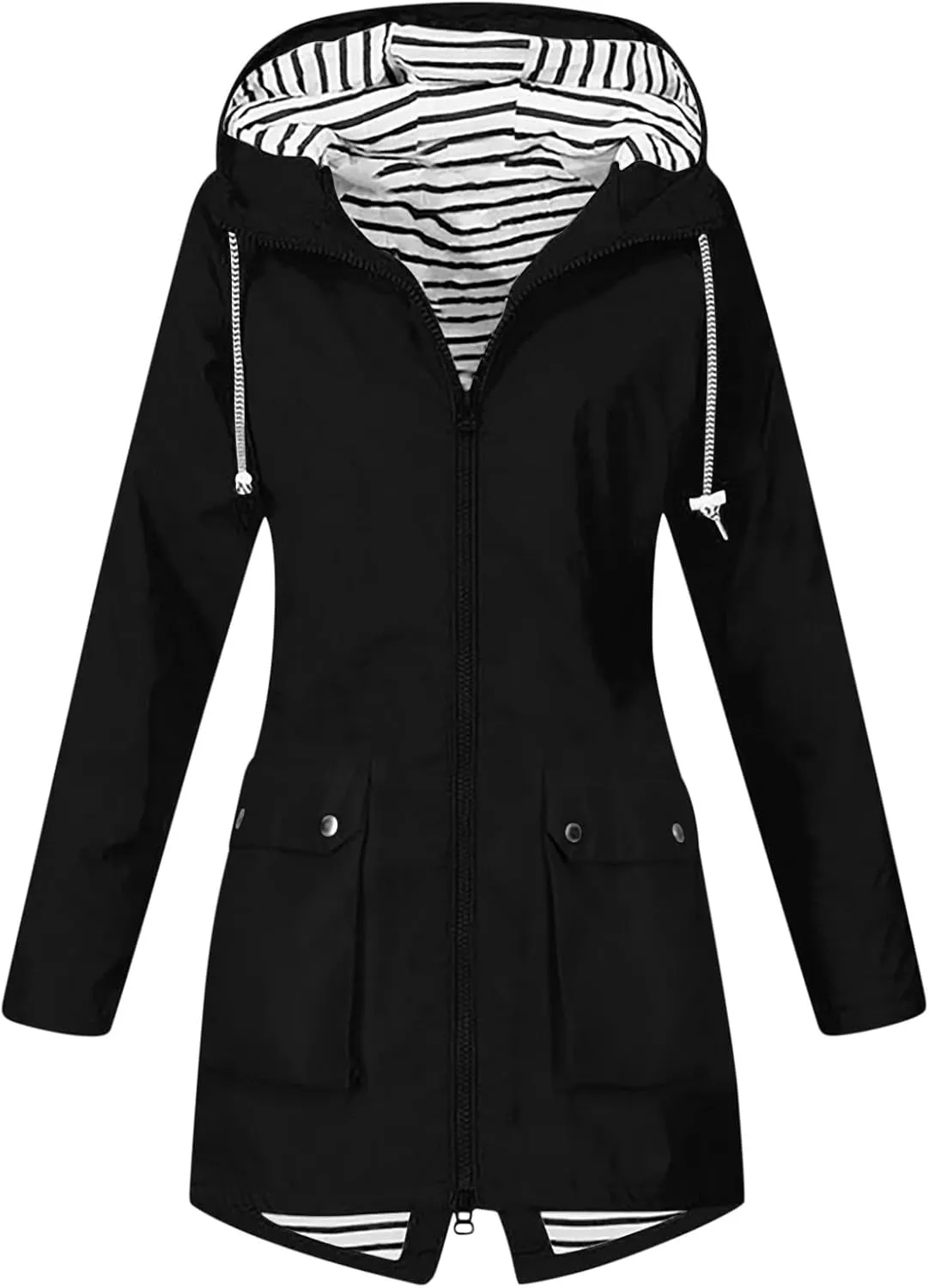 Rain Jacket Women 2024 Fall Lightweight Waterproof Raincoat Outdoor Hooded Trench Coats Windbreaker Anorak Jacket