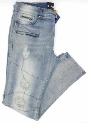 RawX Men's Distressed Skinny Ripped Stonewash Denim Jeans - Boutique