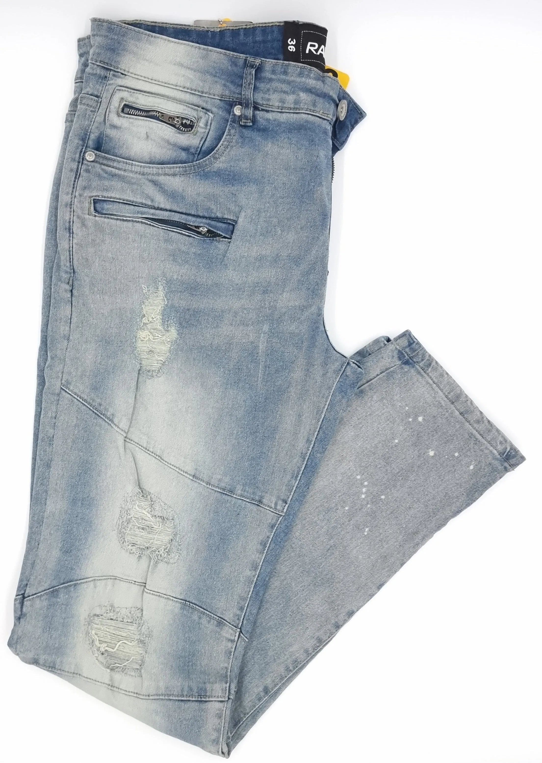 RawX Men's Distressed Skinny Ripped Stonewash Denim Jeans - Boutique
