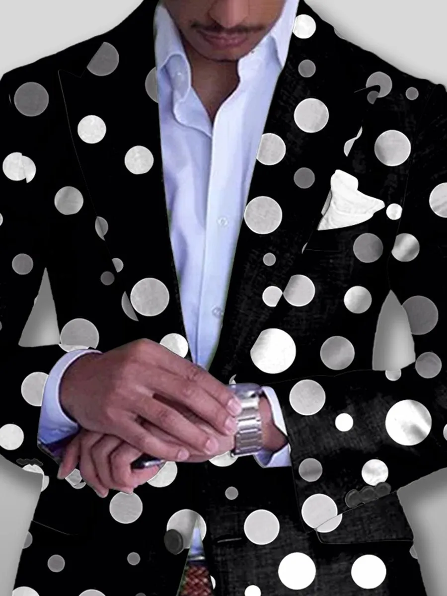 Retro Polka Dot Print Casual Single Breasted Blazer