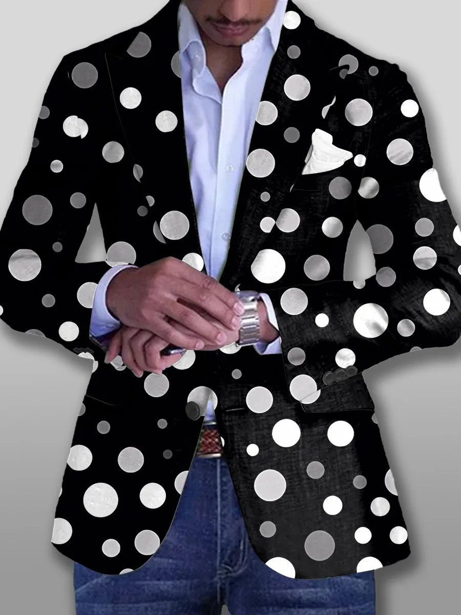 Retro Polka Dot Print Casual Single Breasted Blazer