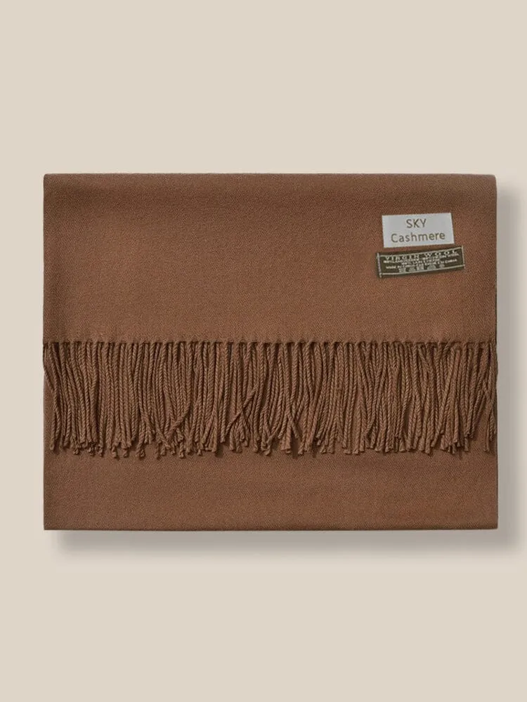 Soft Solid Tassel Scarf