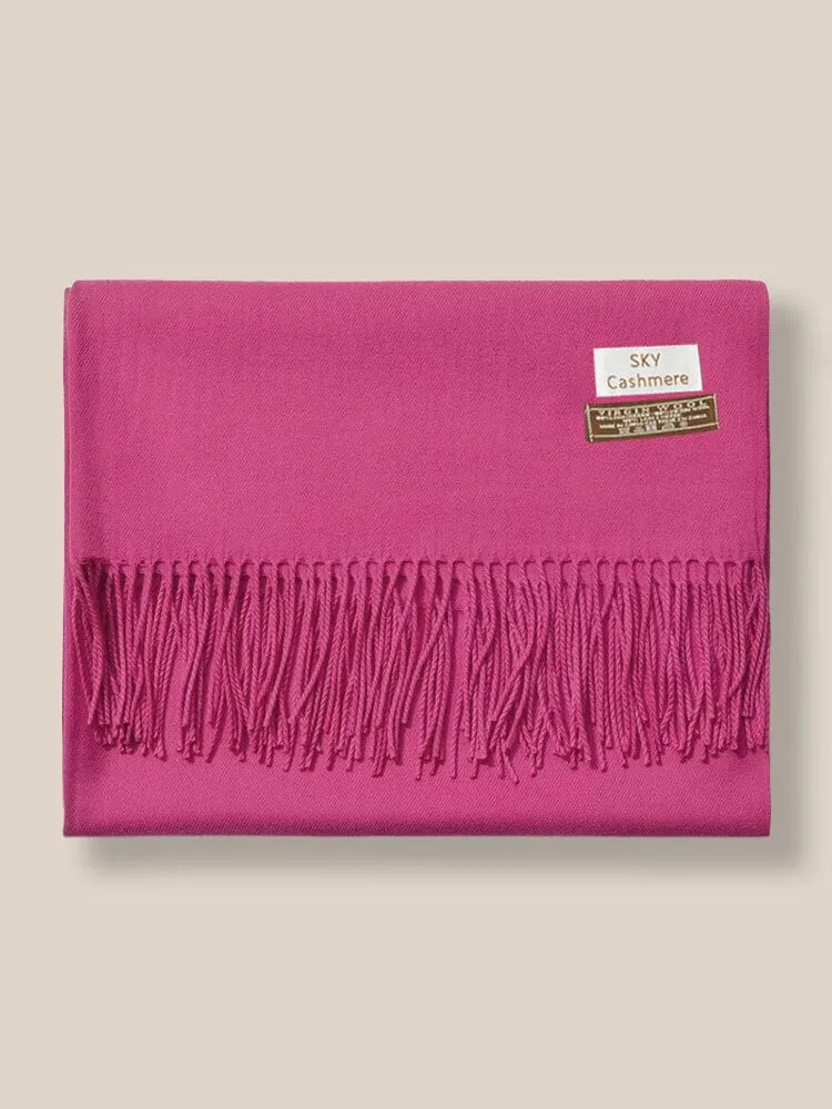 Soft Solid Tassel Scarf