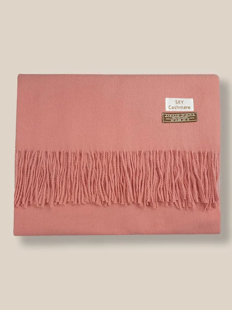 Soft Solid Tassel Scarf