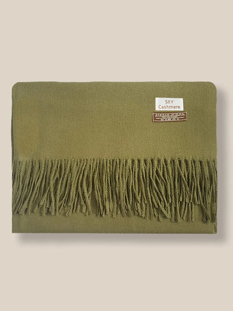 Soft Solid Tassel Scarf