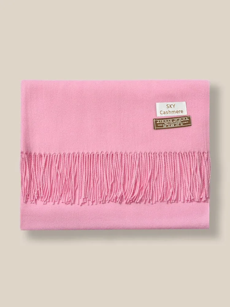 Soft Solid Tassel Scarf