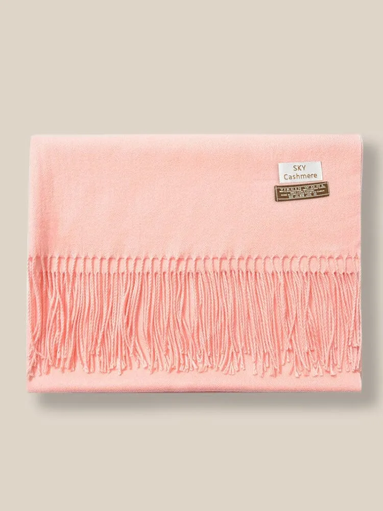 Soft Solid Tassel Scarf