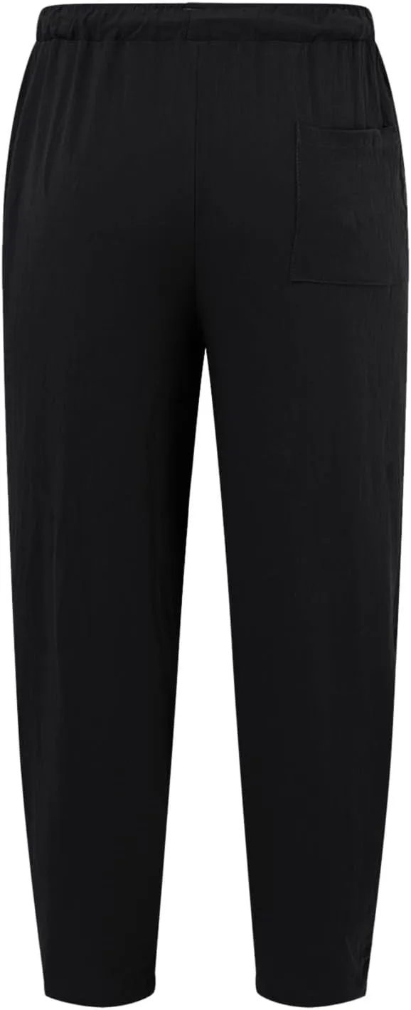 Summer Linen Pants for Men Lightweight Casual Loose Beach Pants Drawstring Elastic Waist Baggy Lounge Pants Trouser