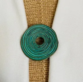 Sweater Clips Antique Bronze Verdigris Sweater Clip Minimalist Cardigan Clasp Patina Boho Swirl Round Kimono Gifts for Her by Fabulici