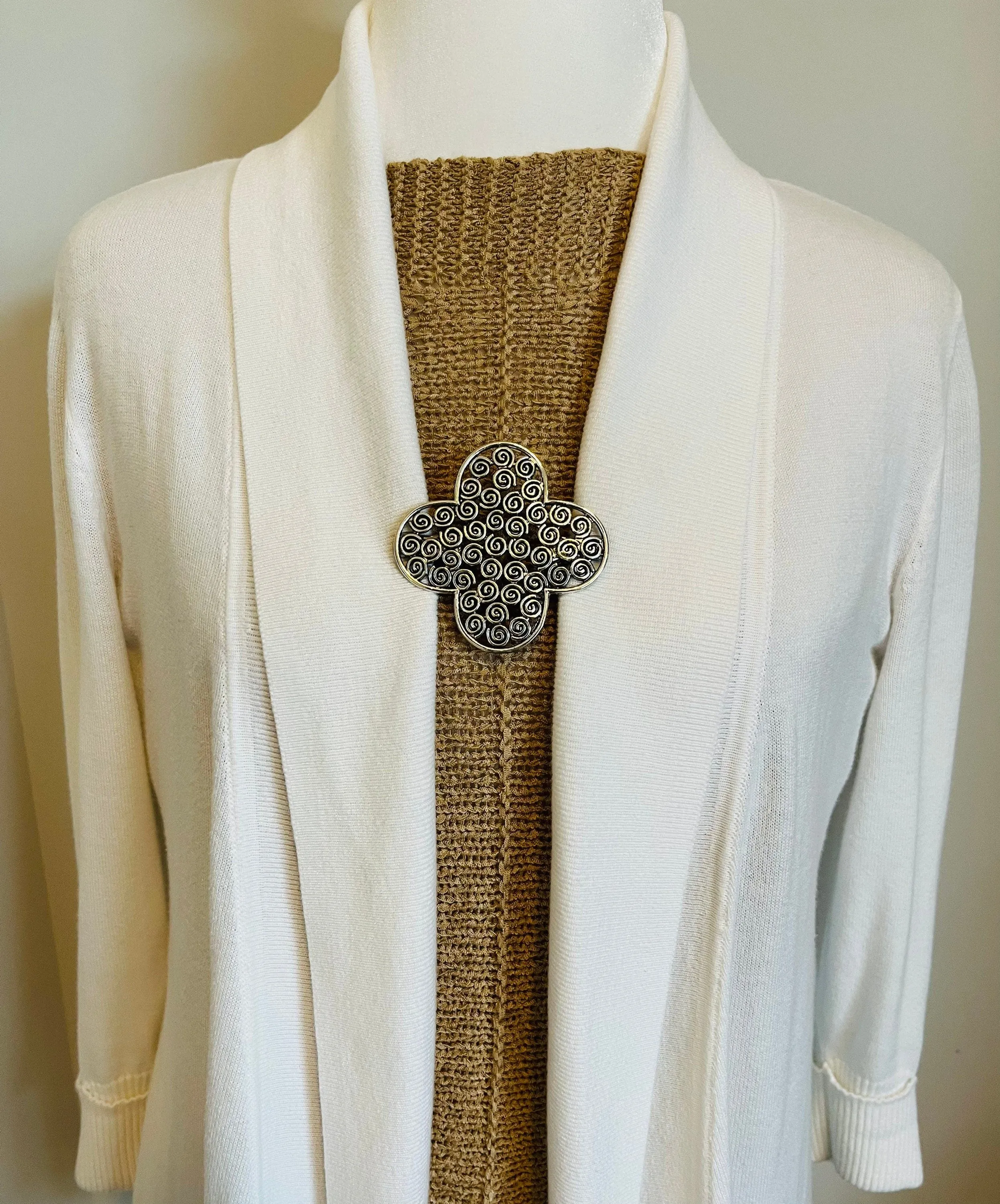 Sweater Clips Geometric Silver Cardigan Clasp Minimalist Sweater Clip Kimono Jewelry Gift Gifts for Her by Fabulici
