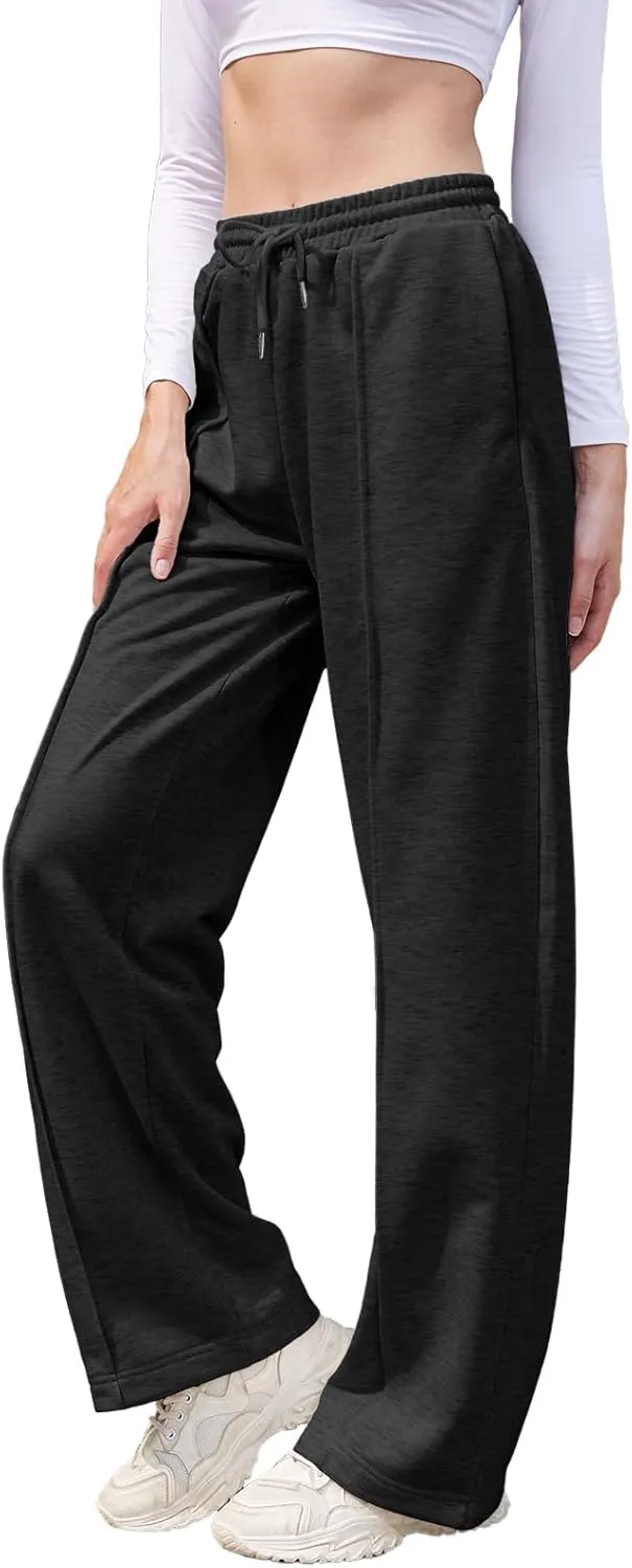 TBA Women's Wide Leg Sweatpants Drawstring Baggy Sweat Pant High Waisted Casual Trousers Fashion Jogger Pants with Pockets