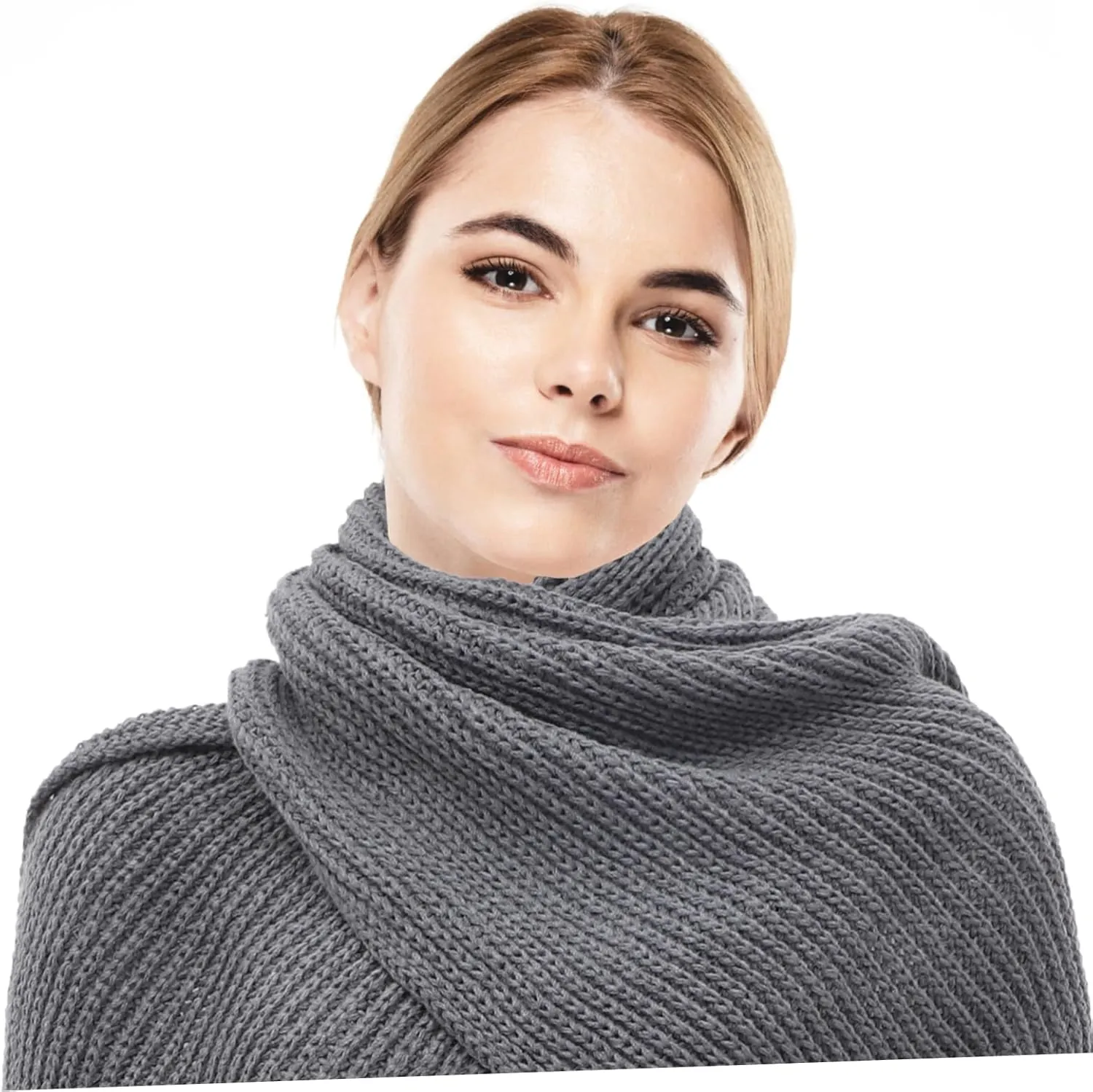 Unisex Knitted Scarf with Sleeves Fashionable Black Cape Shawl for Autumn Winter Soft Elastic Design for