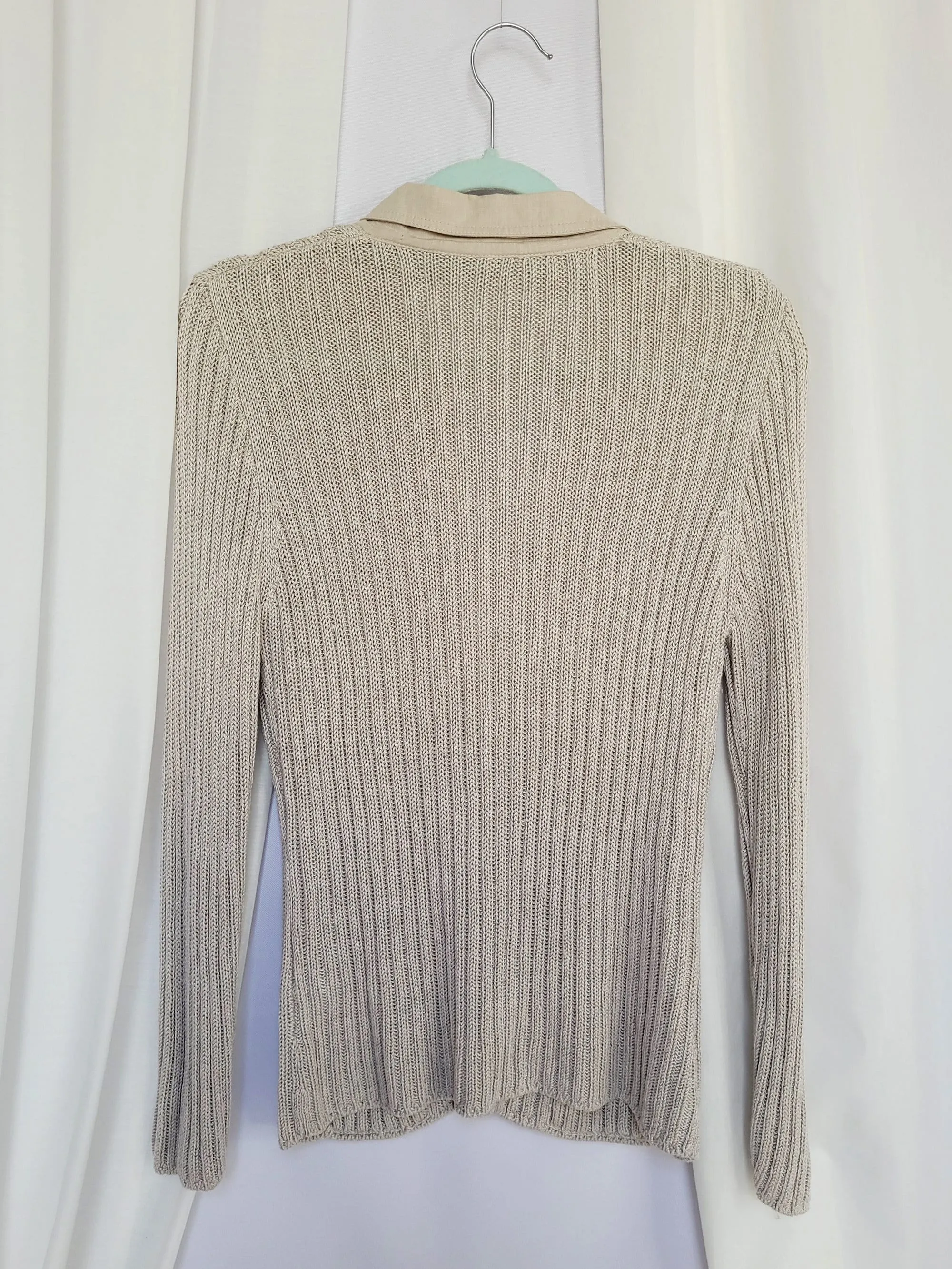 Vintage 90s minimalist beige academia buttons down cardigan