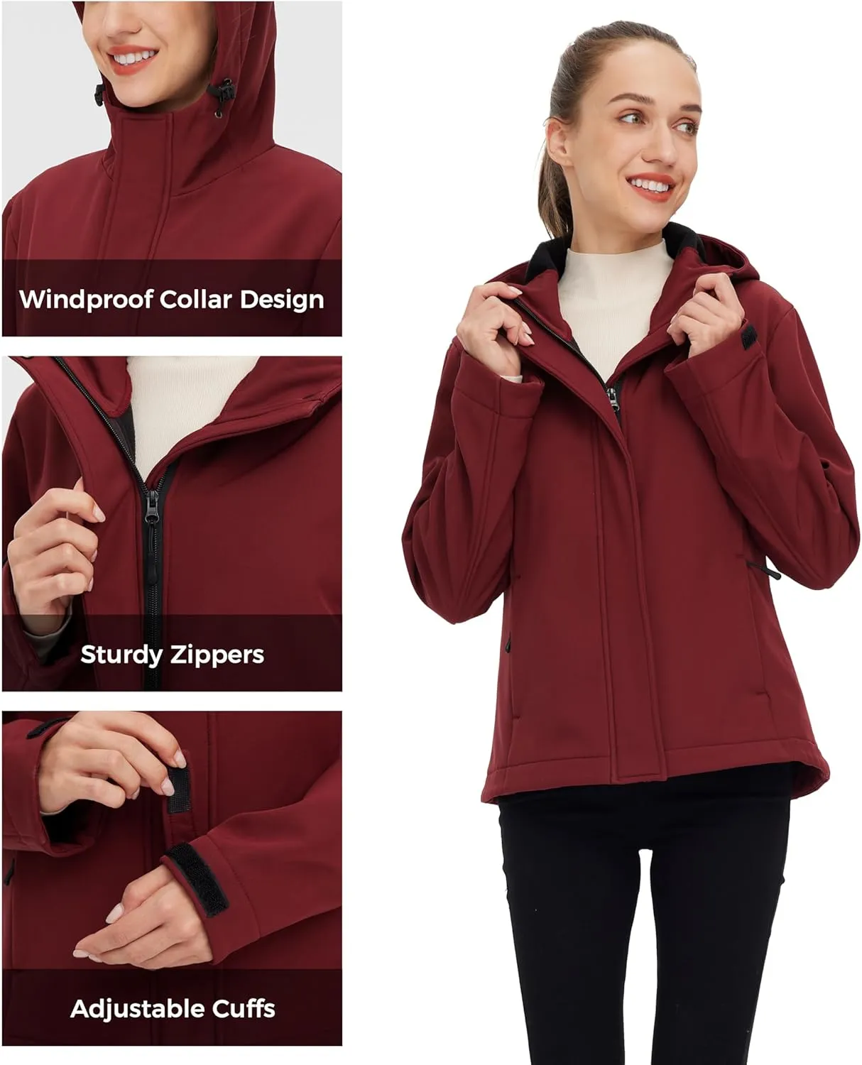 wantdo Women's Fleece Lined Jacket Softshell Jacket Lightweight Insulated Jacket