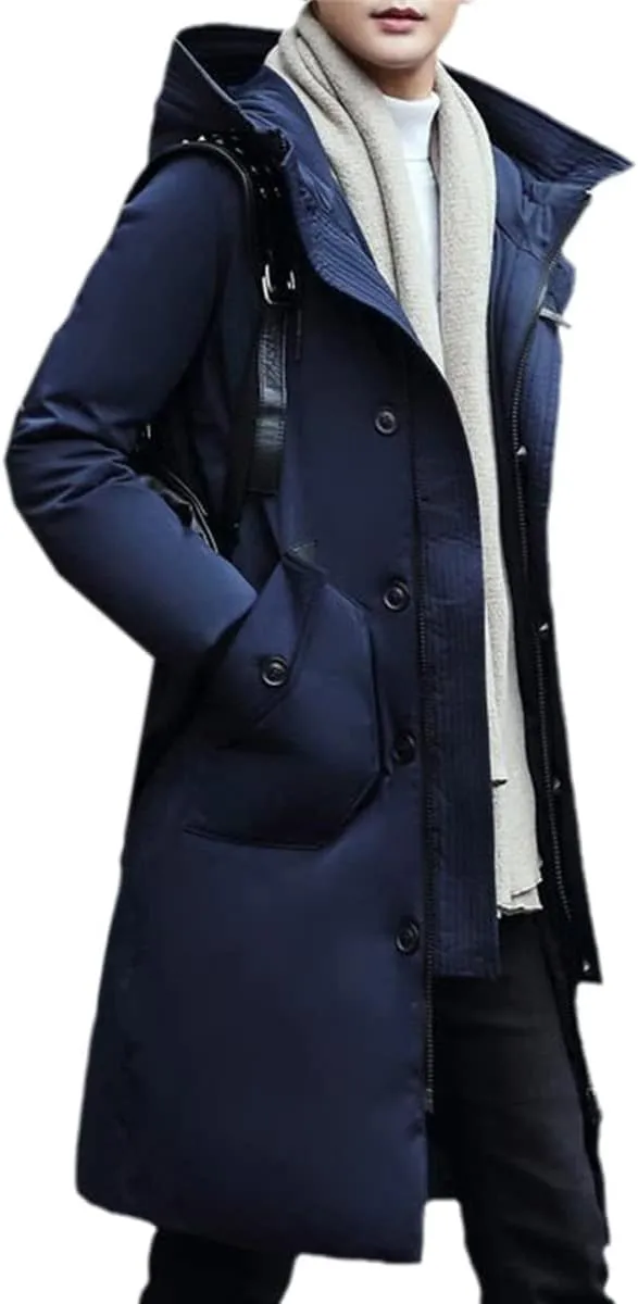 Winter Warm Long Down Jacket Men's Casual Wear Jacket Hooded Down Jacket Thickened Down Jacket
