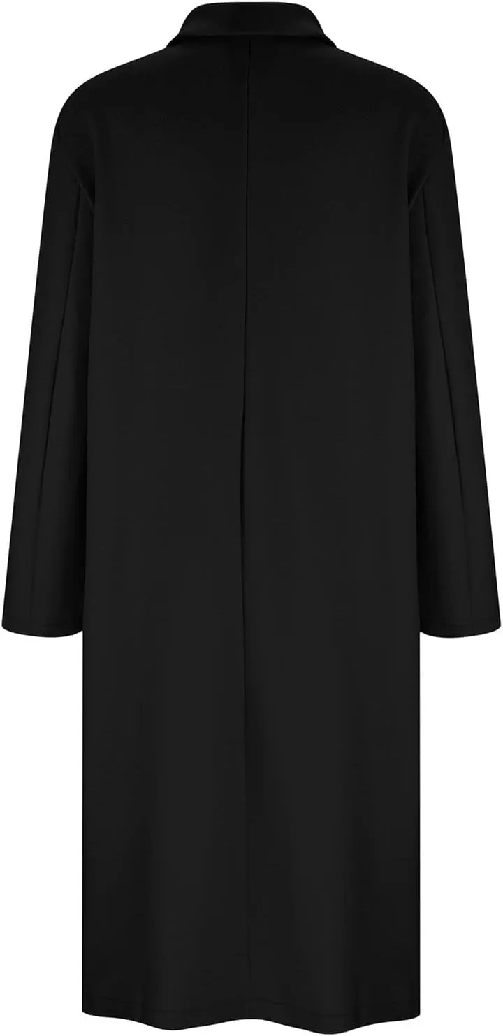 Wkishenl Women Elegant Lapel Collar Double Breasted Trench Coat Winter Wool Blend Long Jackets Casual Long Sleeve Pea Coat