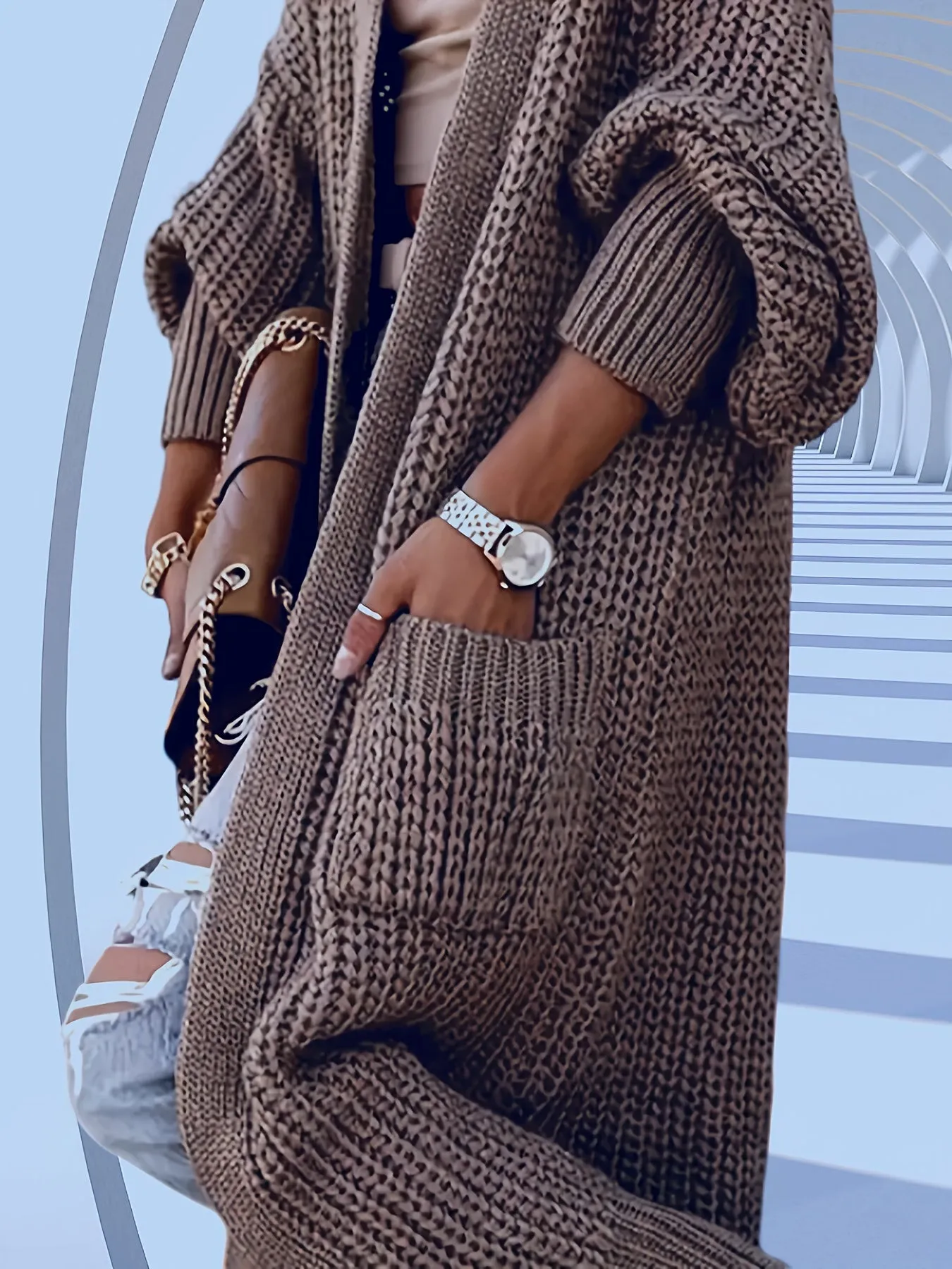 Women Stylish, And Minimalist Knitted Cardigan with Pockets,