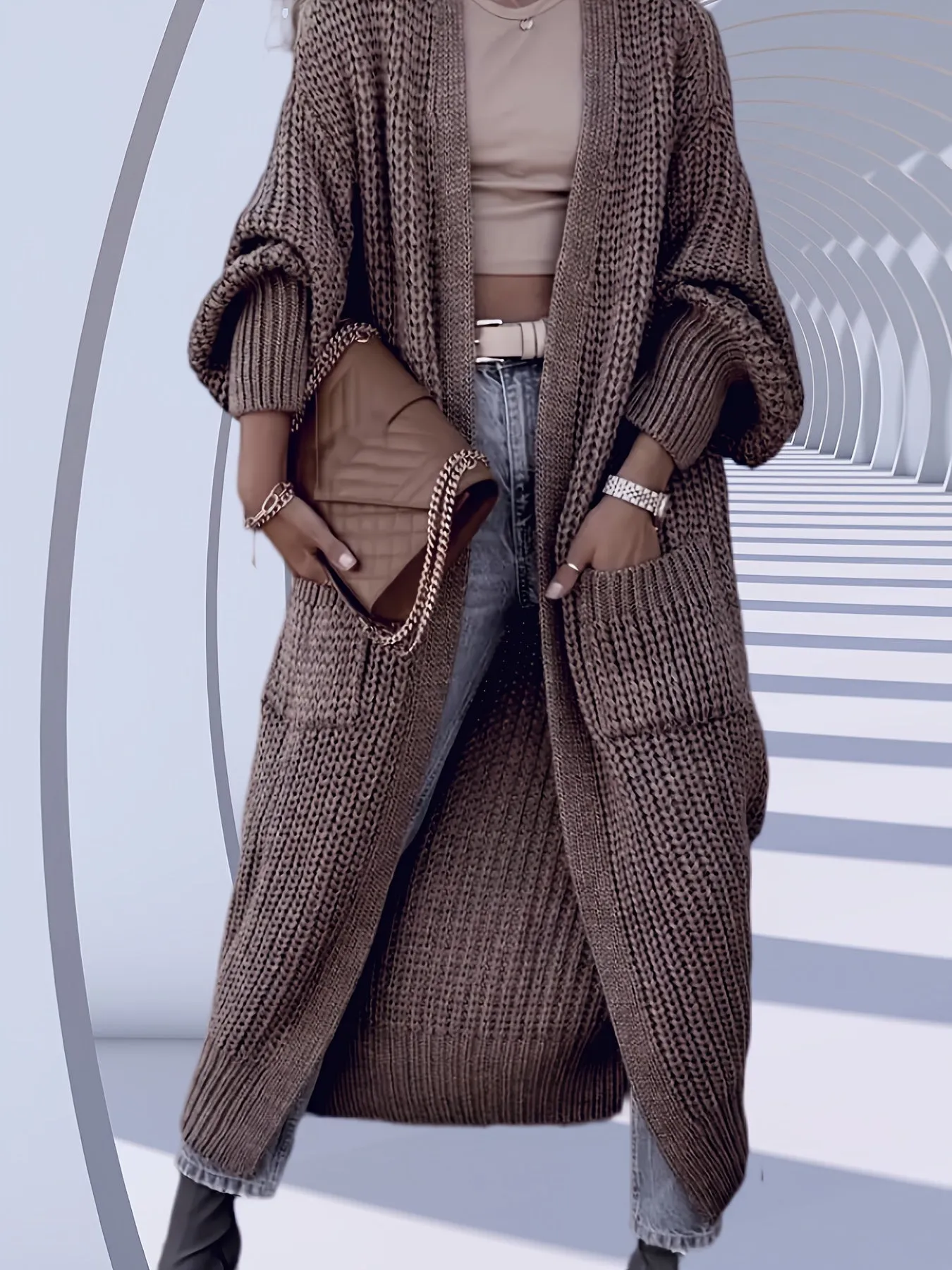 Women Stylish, And Minimalist Knitted Cardigan with Pockets,